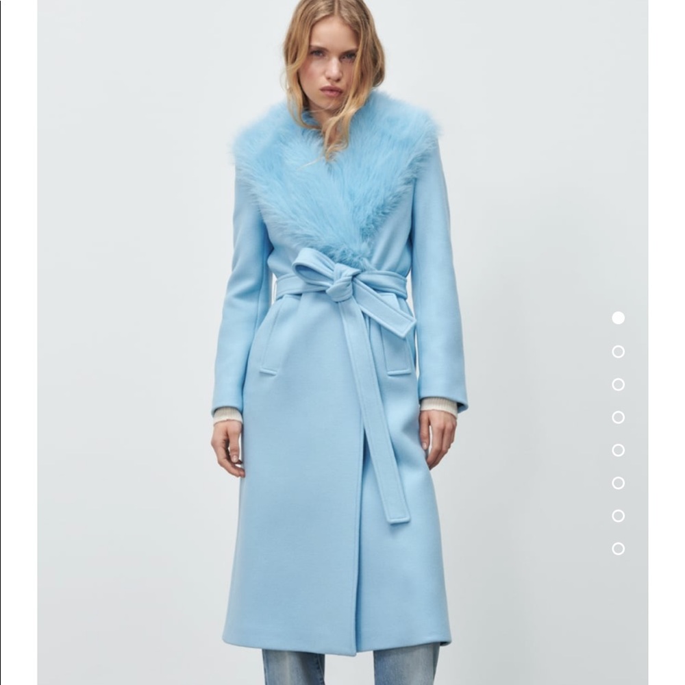 Warm wool premium coat. Blue Zara coat.